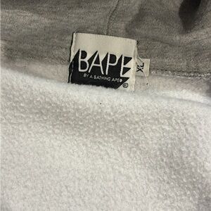 Bape Gray and White Fleece Hoodie